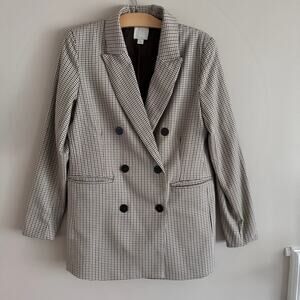 Joie Plaid Double Breasted Blazer Jacket Tan Neutral Size Extra Small XS
